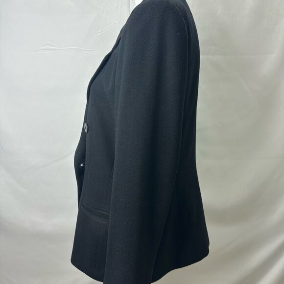 Liz Claiborne Vintage Black Double-Breasted 100% Wool Blazer Size 12P - Picture 4 of 8